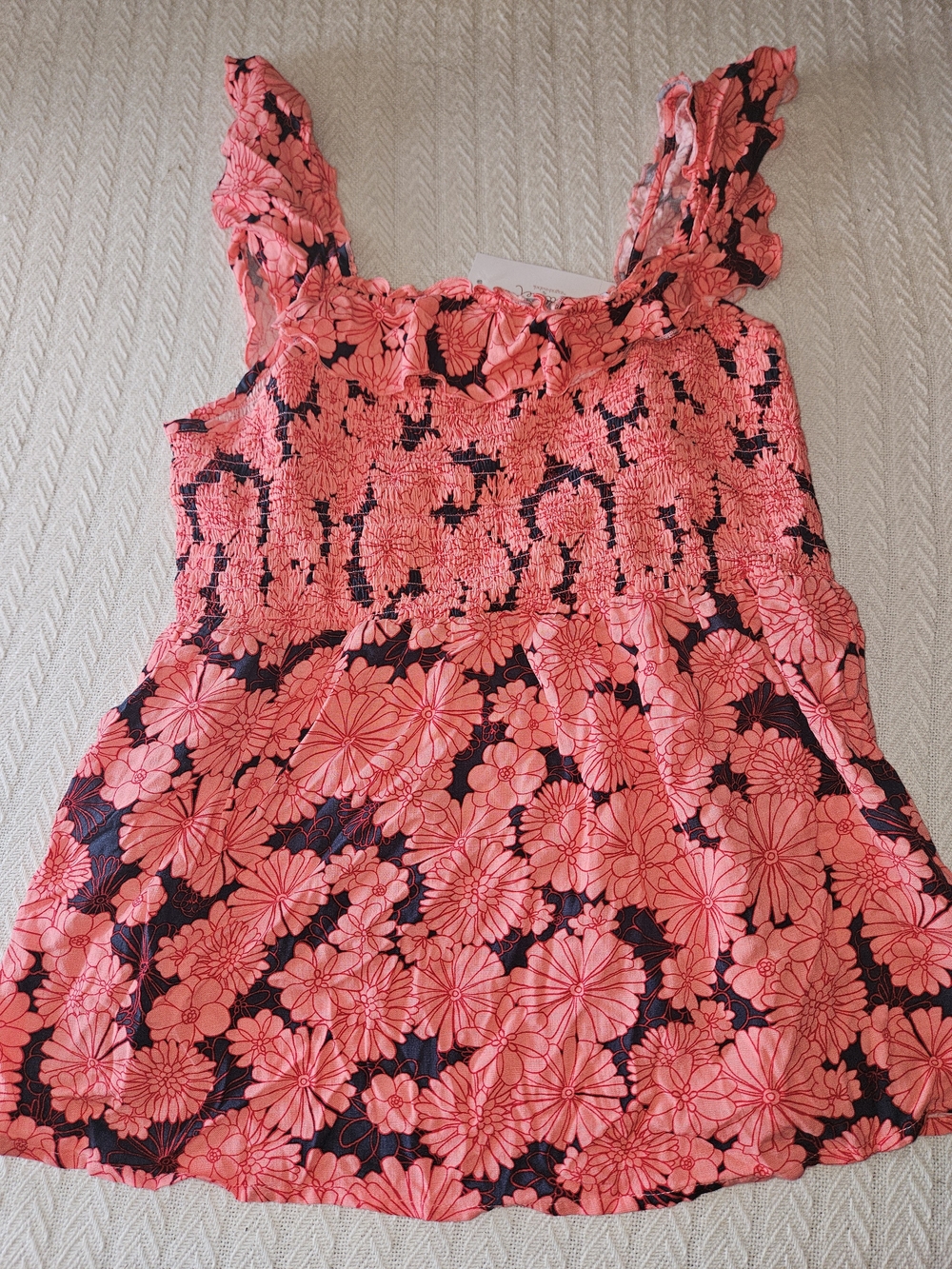 Isabel Maternity by Ingrid & Isabel Coral Pink Floral Smocked Tank
